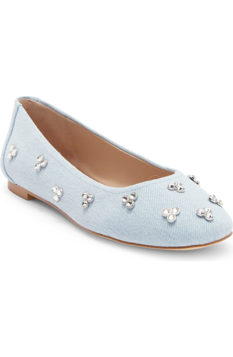 Stuart Weitzman Tammy Crystal Embellished Ballet Flat, Main, color, Light Blue