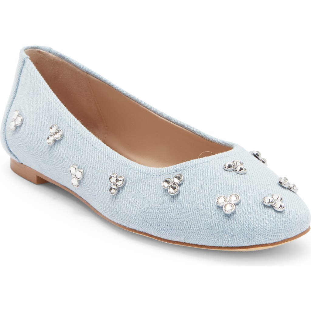 Stuart Weitzman Tammy Crystal Embellished Ballet Flat In Blue