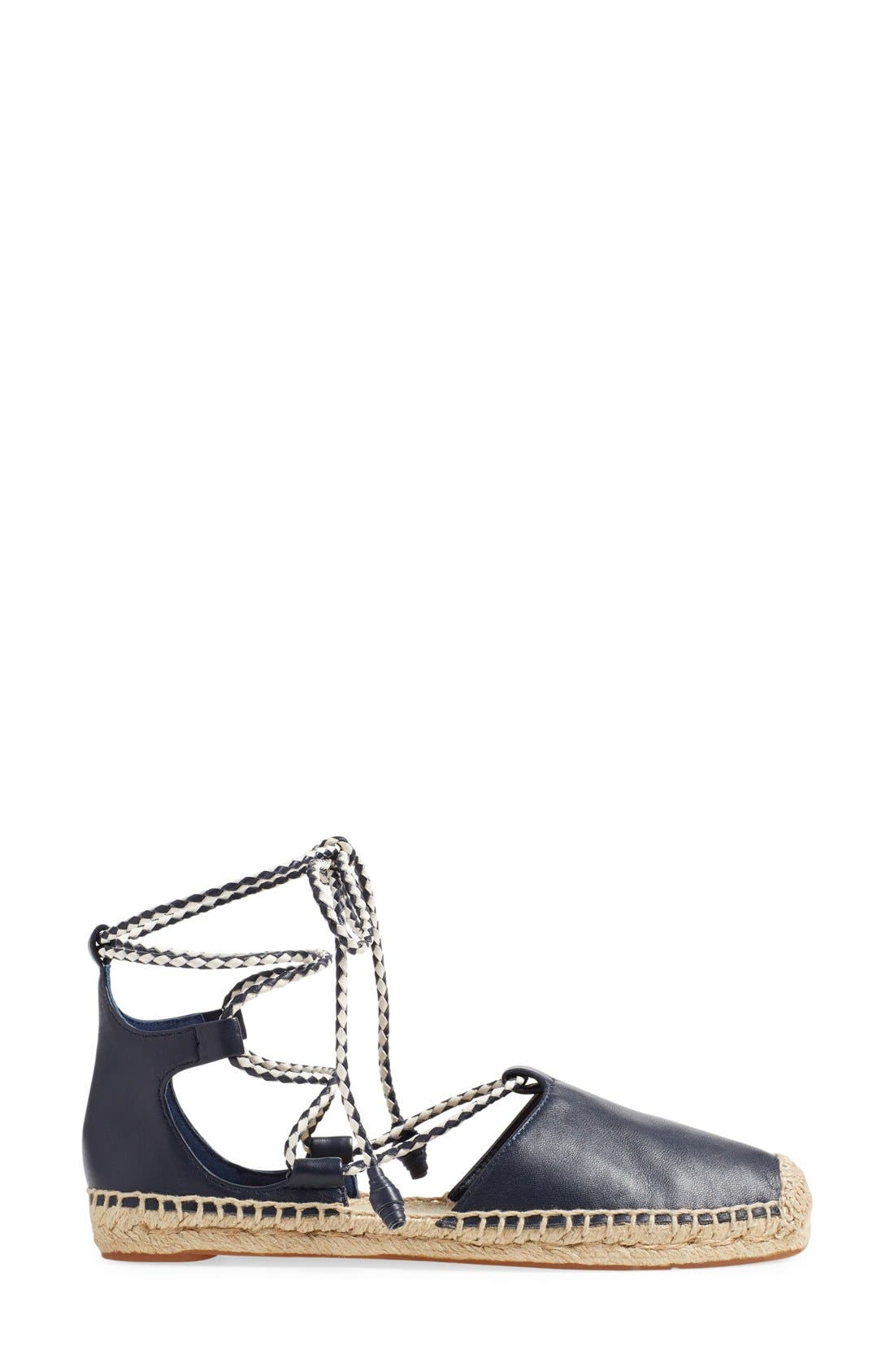 Tory Burch 'Positano' Lace-Up Espadrille Flat, Alternate, color, 