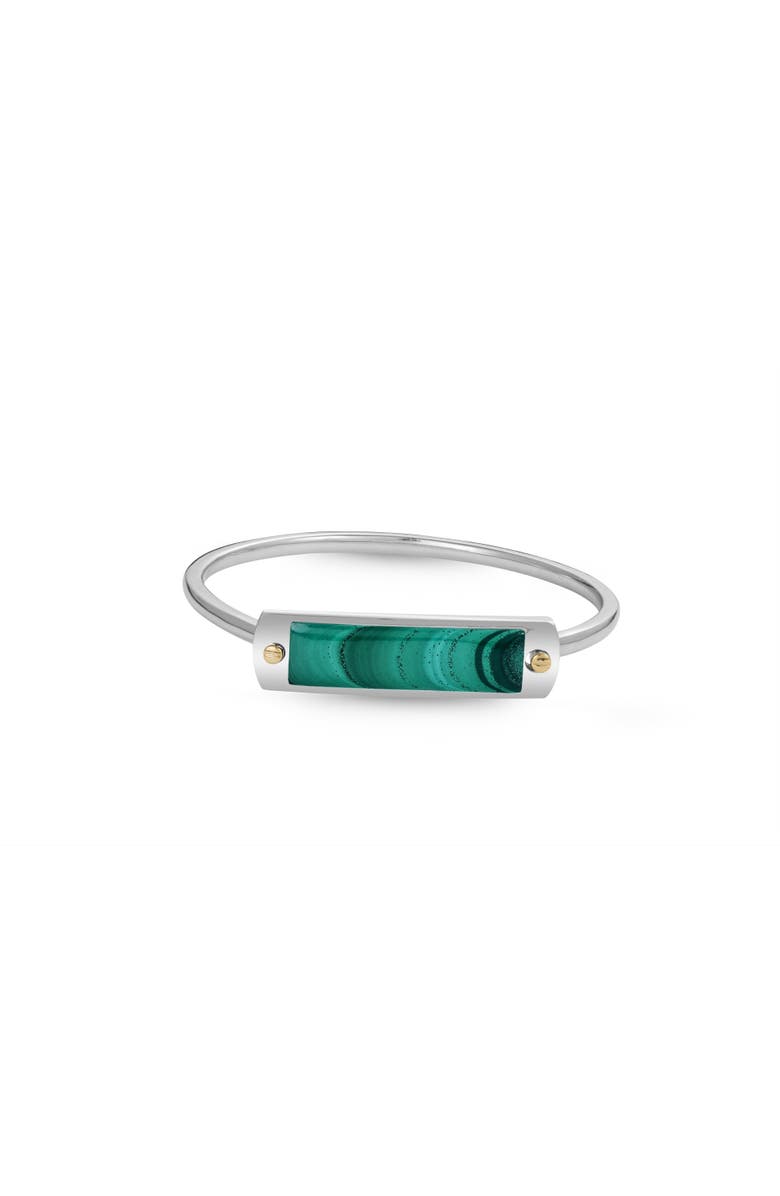 LuvMyJewelry Big ID Malachite Sterling Silver Men Cuff Bracelet, Main, color, Silver