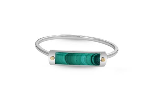 Big ID Malachite Sterling Silver Men Cuff Bracelet