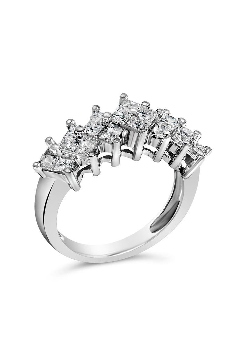 Sterling Silver 1 1/4 ctw Princess Diamond Cluster Band Ring, Alternate, color, Silver