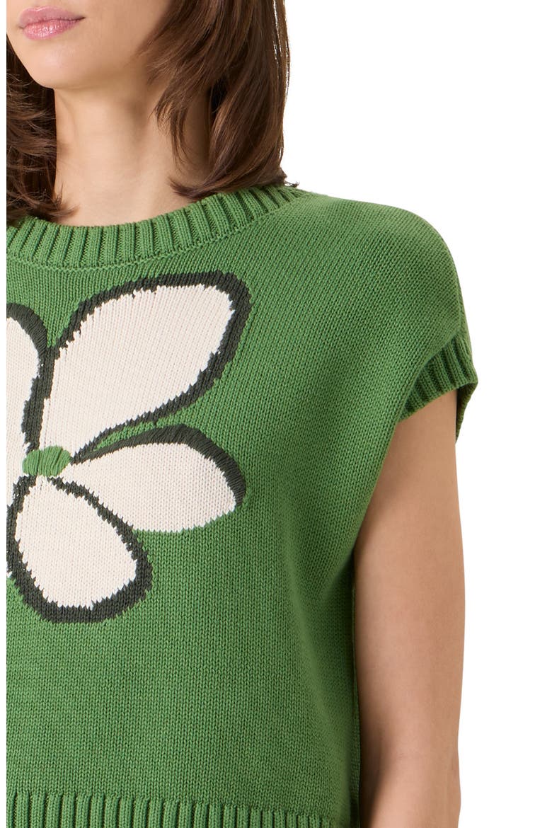 Papercut Flower Intarsia Cotton Sweater, Alternate, color, GREEN TEA-CREAM-OLIVE