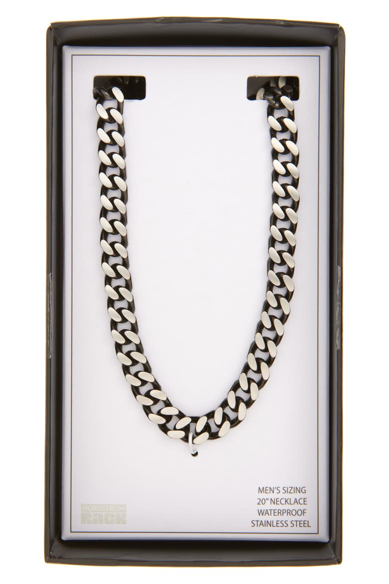 Men's Waterproof Edge Plated Curb Link Necklace, Main, color, BLACK- STAINLESS