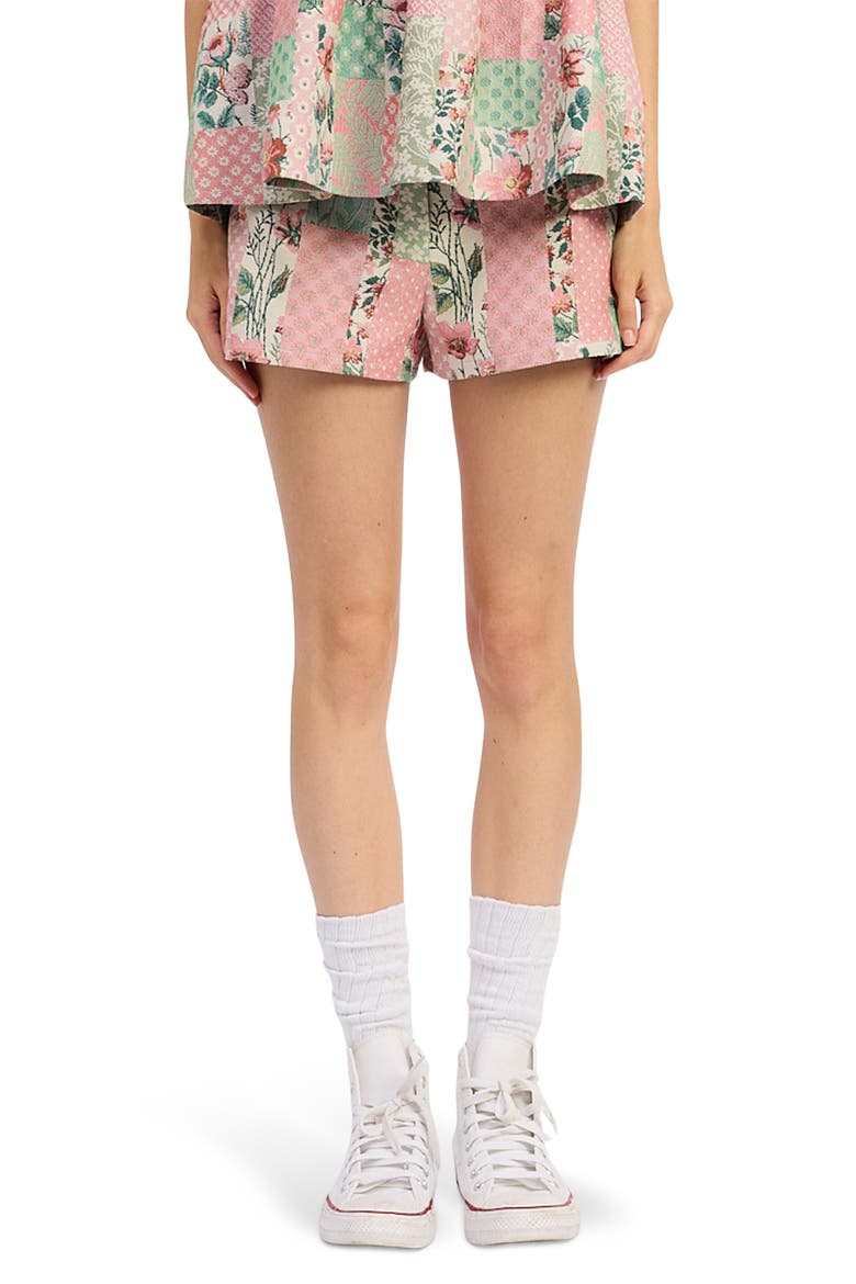 Gigi Woven Shorts, Main, color, PINK IVORY SAGE