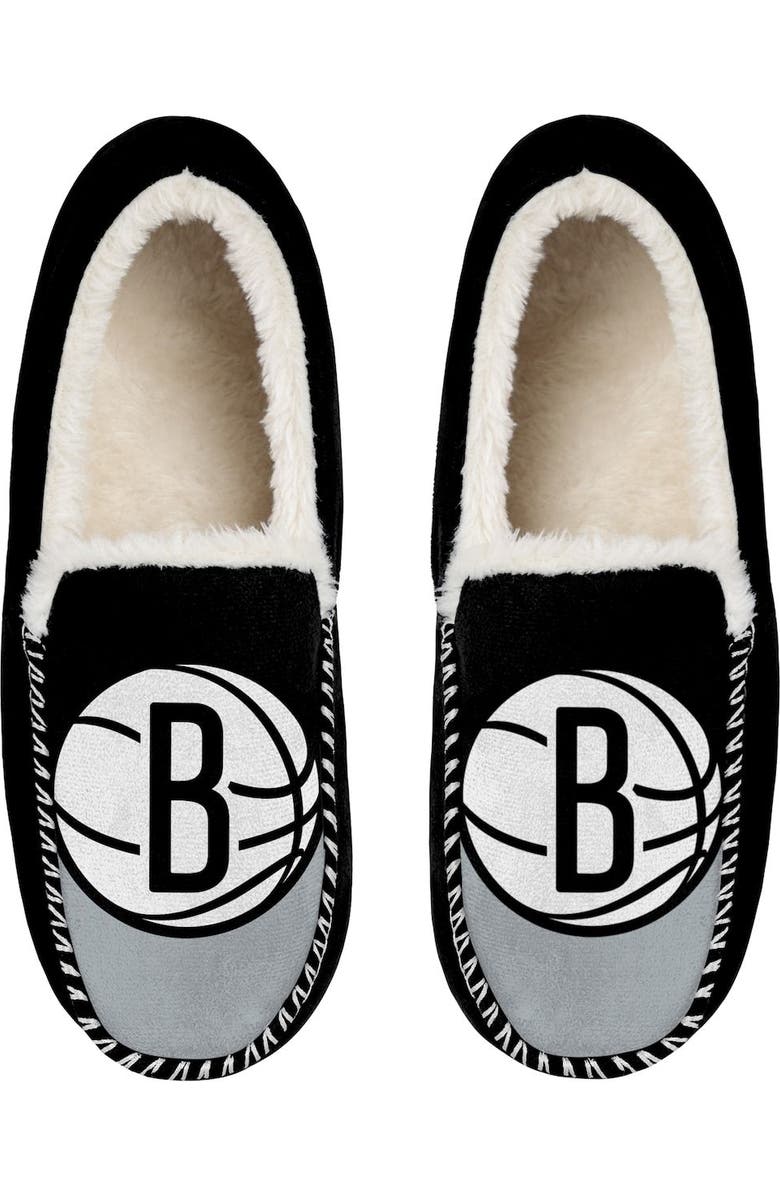 FOCO Men's FOCO Brooklyn Nets Colorblock Moccasin Slippers, Main, color,