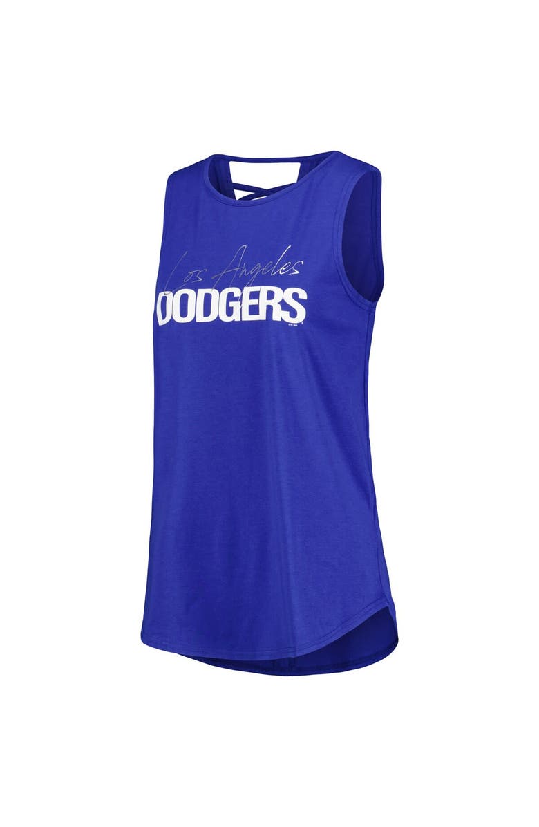 DKNY SPORT Women's DKNY Sport Royal Los Angeles Dodgers Claire Fashion Tri-Blend Tank Top, Alternate, color,