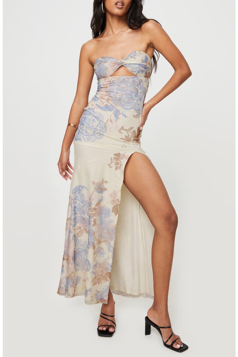 Kyanne Strapless Cutout Maxi Dress, Main, color, CREAM
