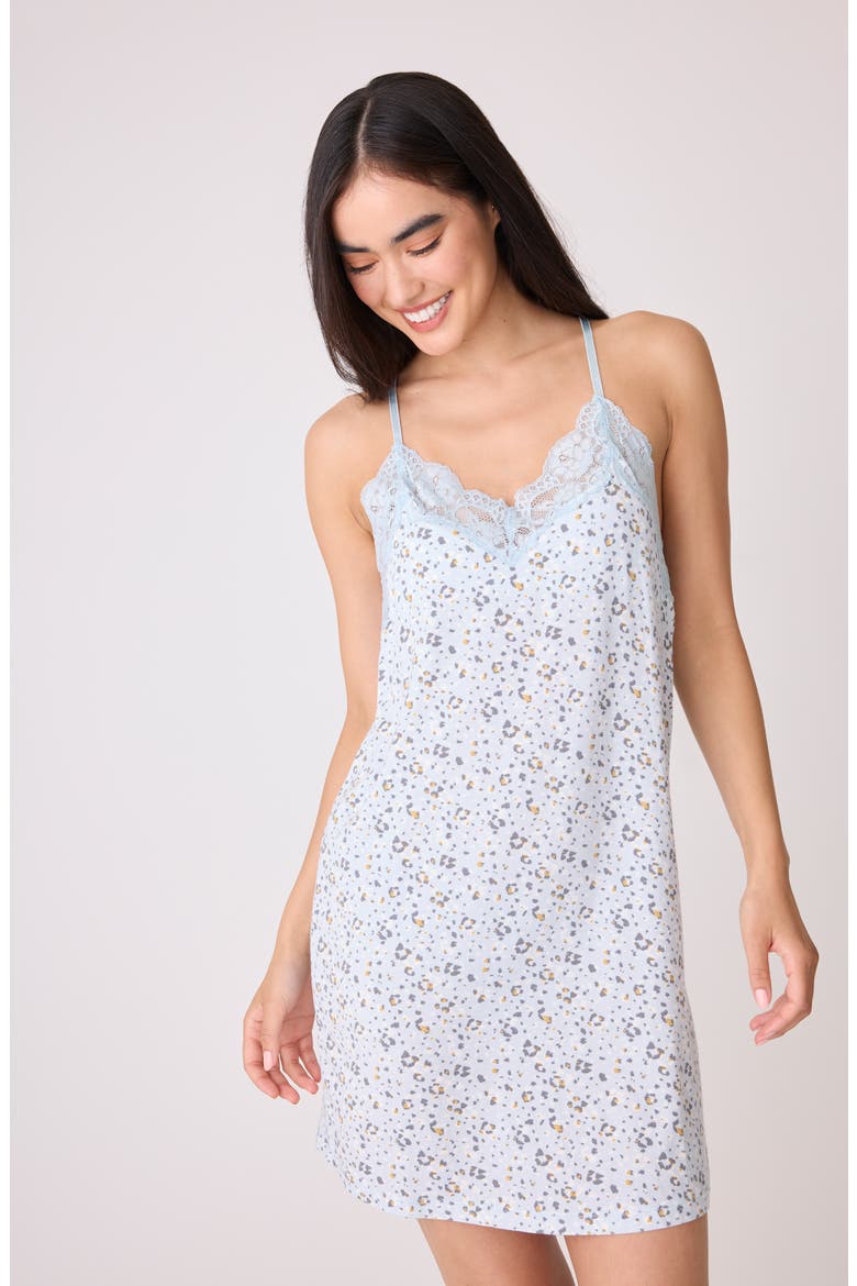 Wild Dreams Lace Trim Chemise, Alternate, color, BLUE AIR
