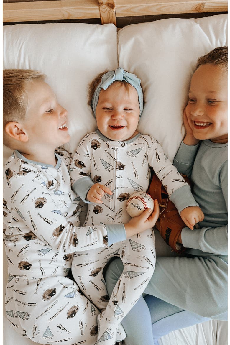 Print Fitted One-Piece Organic Cotton Footie Pajamas, Alternate, color, LET'S GO
