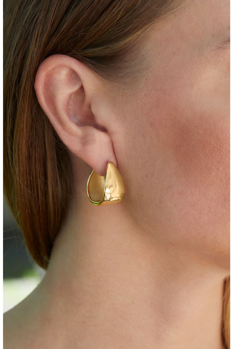 Sterling Silver Bold Huggie Hoop Earrings, Alternate, color, YELLOW