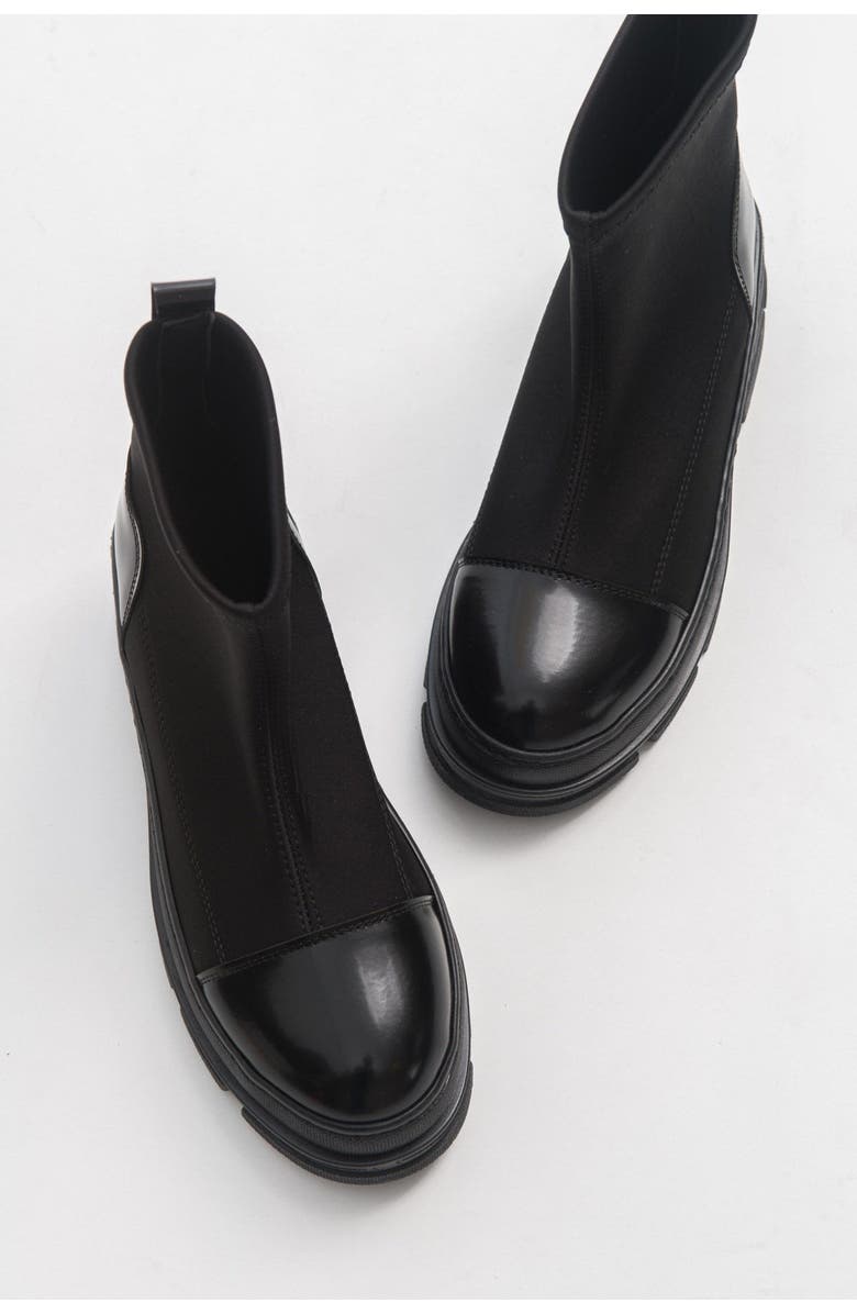 Prologue Shoes Bendis Scuba Boot, Alternate, color, Black Faux Leather