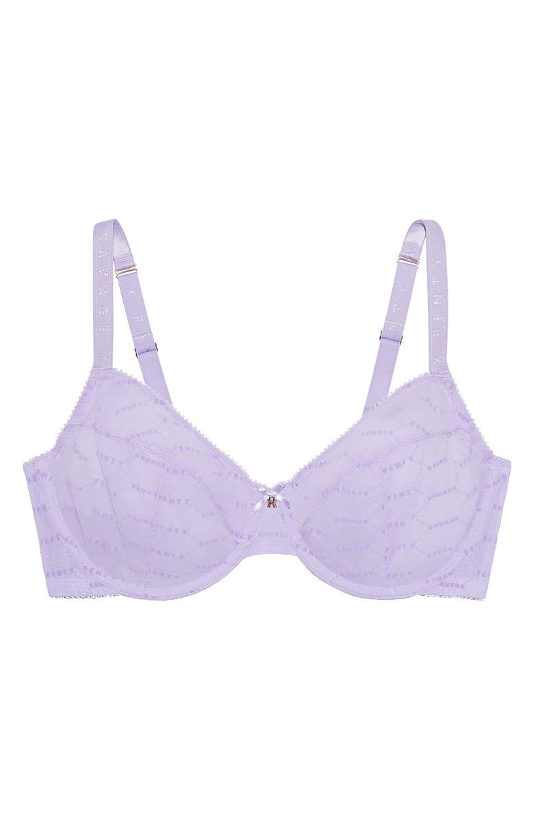SAVAGE X FENTY Flocked Logo Unlined Demi Bra, Main, color, Purple Lavender
