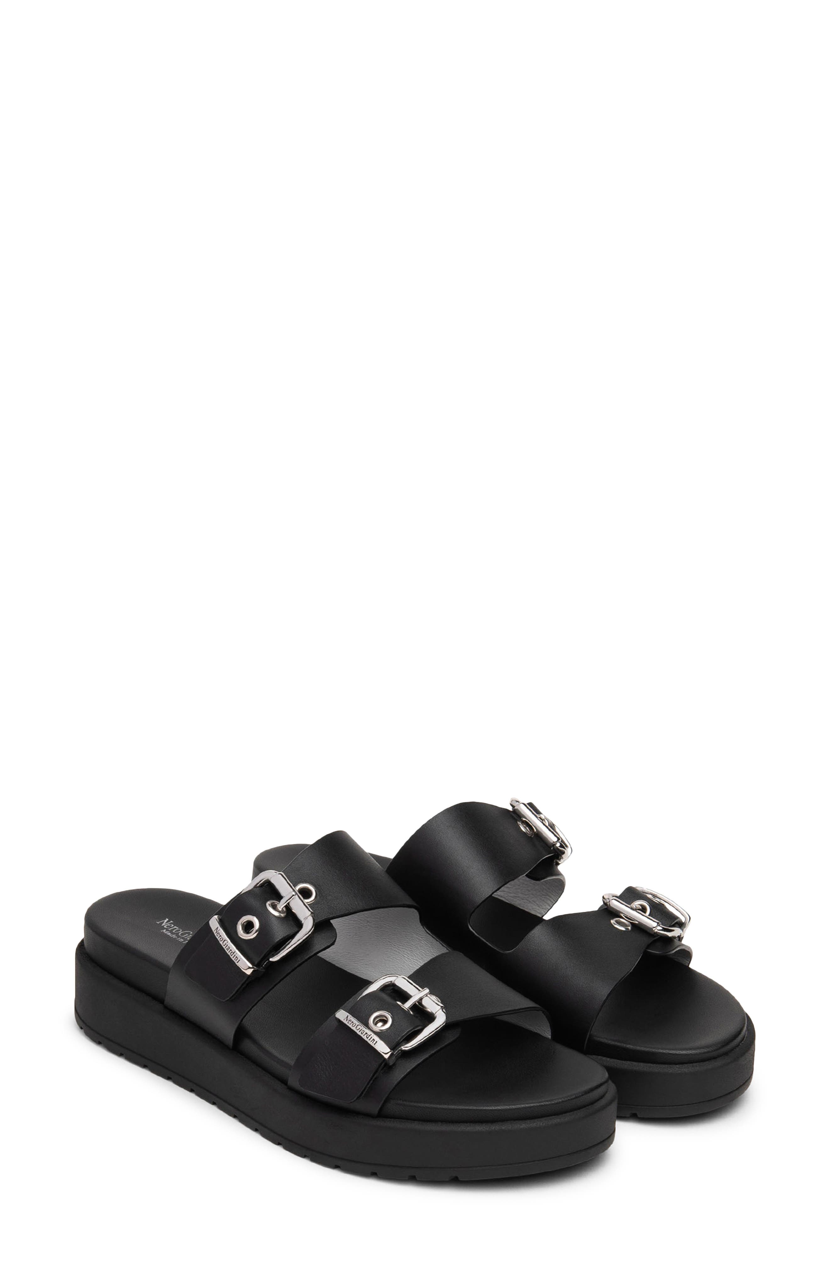 NeroGiardini Platform Wedge Slide Sandal, Main, color, 