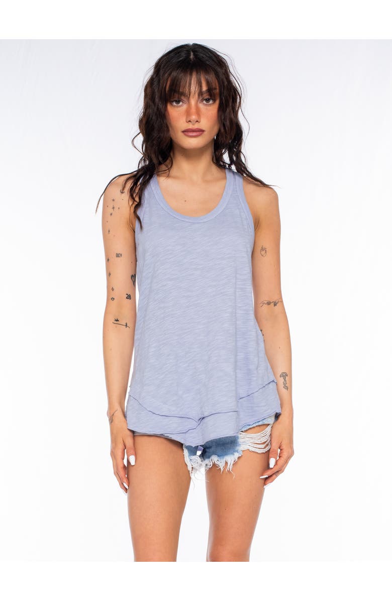 WILT Clothing Shrunken Mock Hem Shirttail Tank, Main, color, Thistle