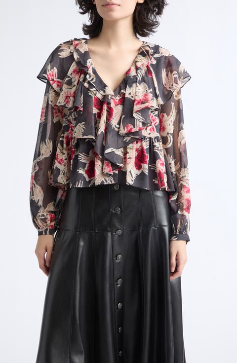 Aurore Wilted Poppy Ruffled Top