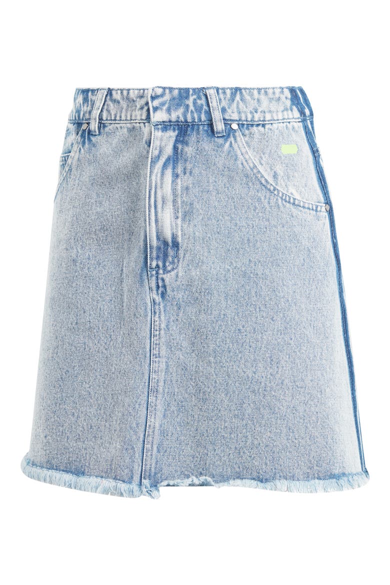 x KSENIASCHNAIDER Fray Hem Denim Skirt, Alternate, color, LIGHT DENIM