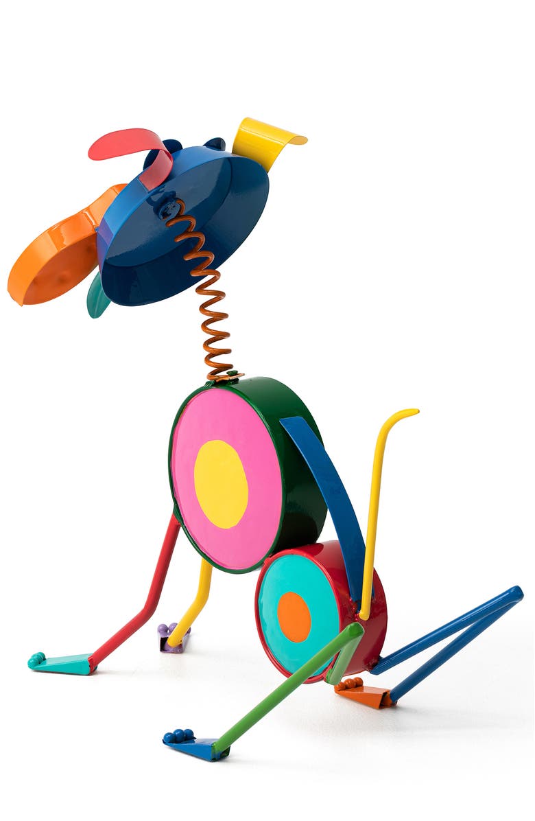 Glitzhome Metal Novelty Puppy or Cat Garden Statues, Alternate, color, Green