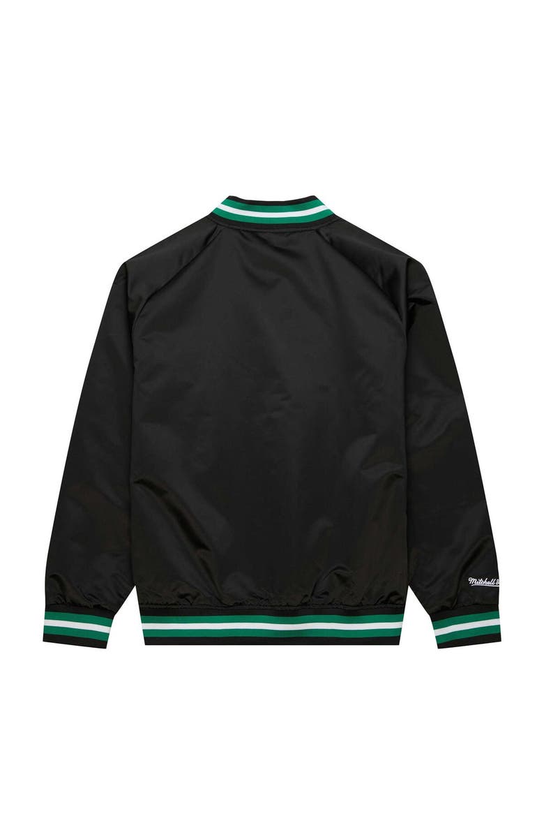 Mitchell & Ness Men's Mitchell & Ness Black Boston Celtics Hardwood Classics Throwback Wordmark Raglan Full-Snap Jacket, Alternate, color,