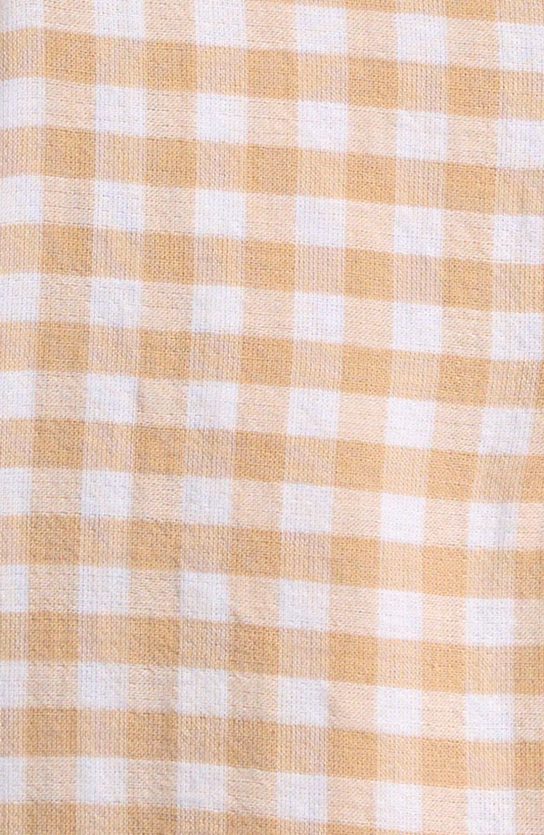 Nordstrom Print Cotton Henley Romper & Hat Set, Alternate, color, Tan Shore Gingham