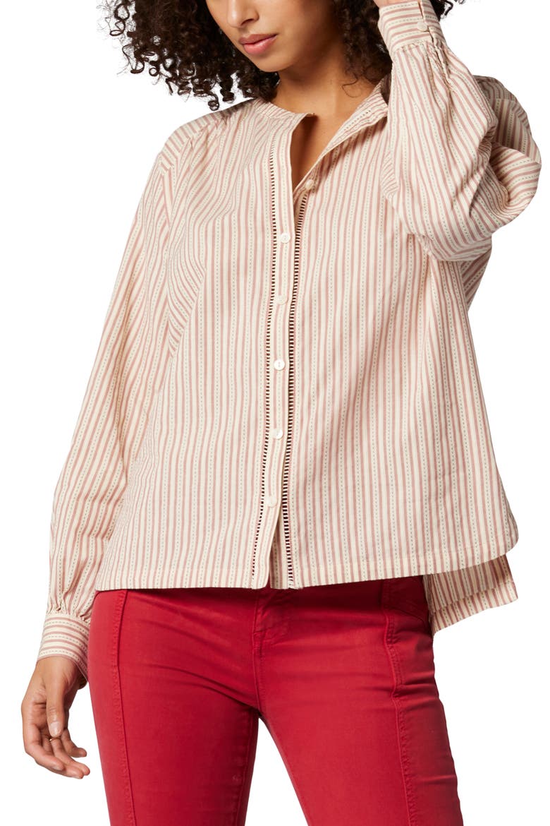 Amie Stripe Cotton Button-Up Shirt, Main, color, PORCELAIN MULTI