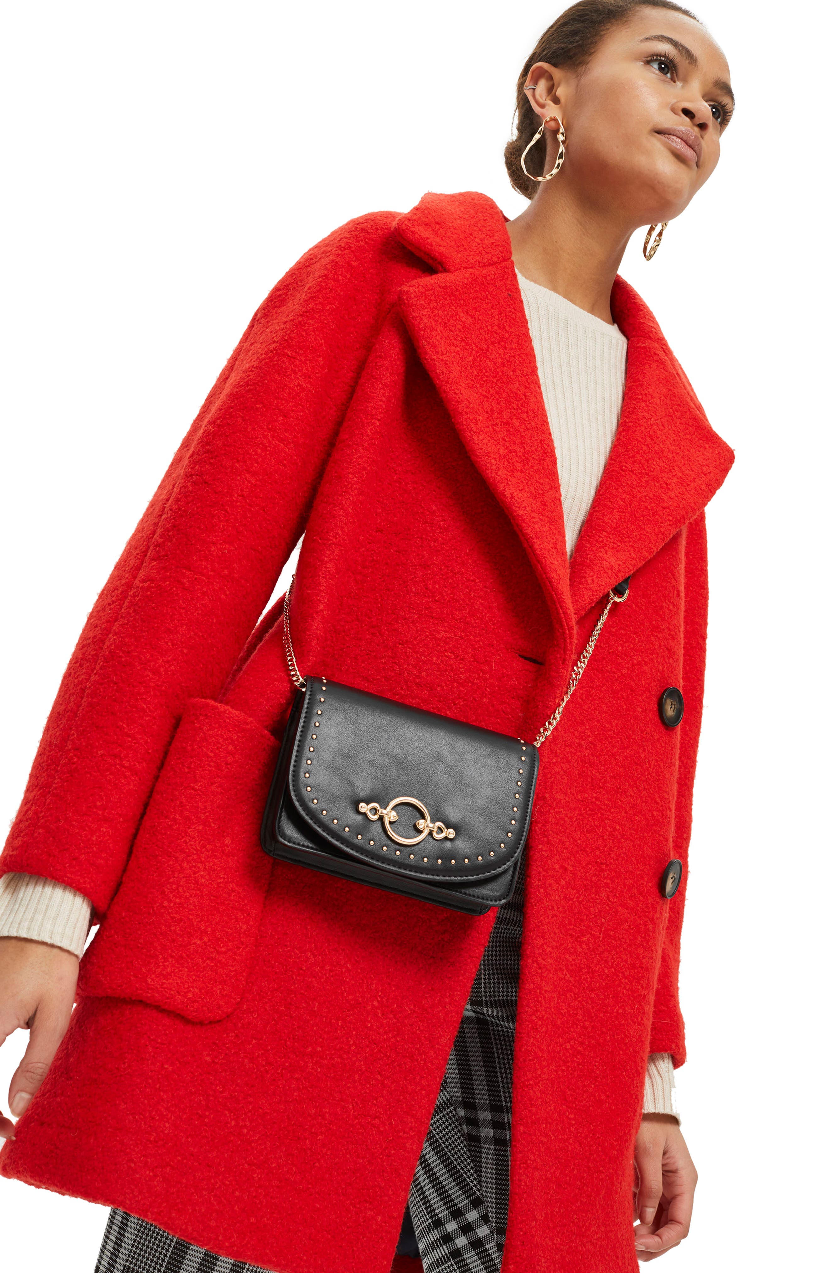 Topshop Osen Stud Circle Crossbody Bag, Alternate, color, 