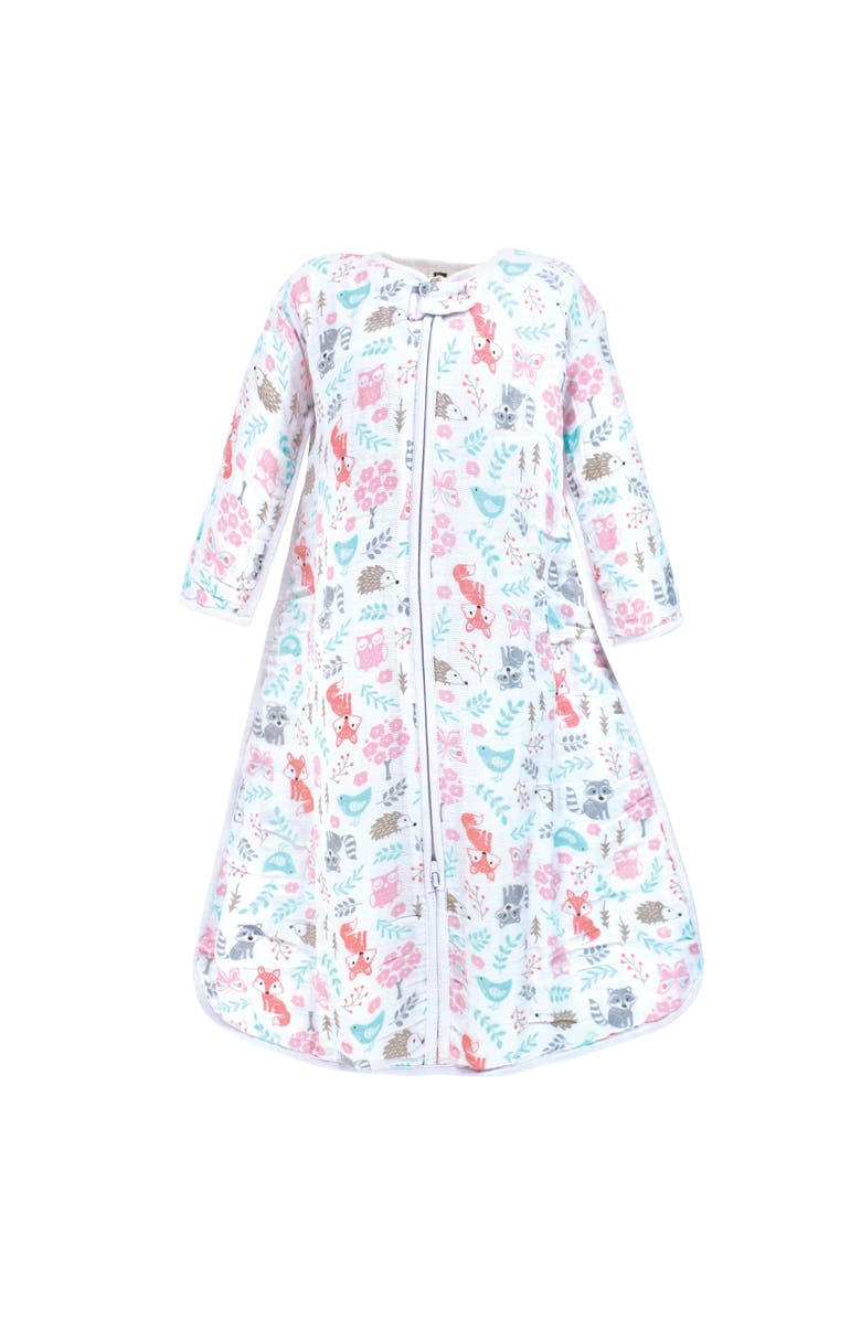 Hudson Baby Soft Muslin Long-Sleeve Sleep Swaddle, Main, color, Woodland Fox