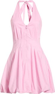 Steve Madden Dianna Halter Neck Stretch Cotton Minidress