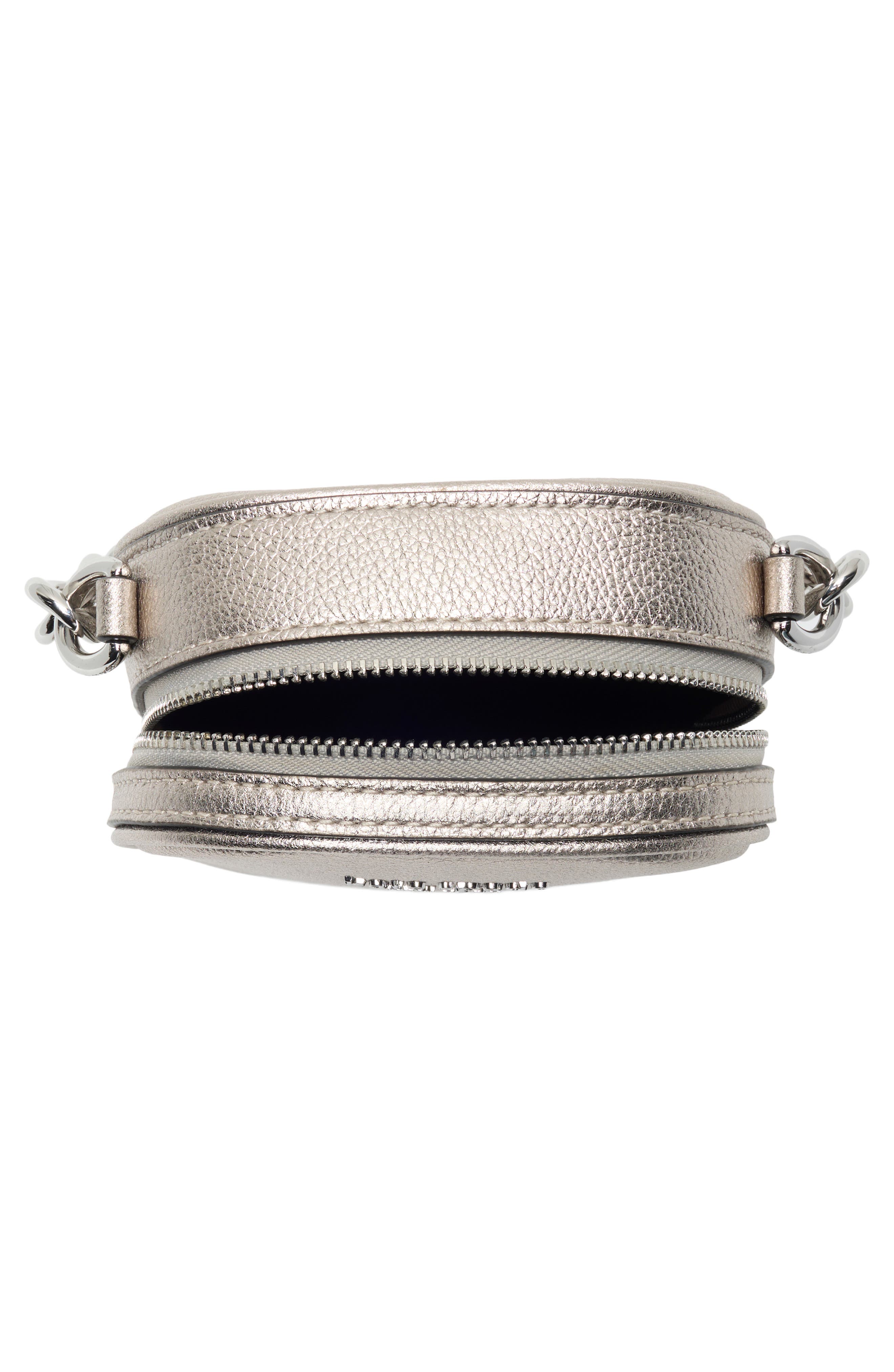 leather chain phone crossbody bag, Alternate, color, SILVER