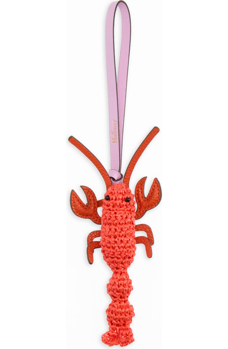 Mulberry Straw Lobster Bag Charm, Main, color, Red