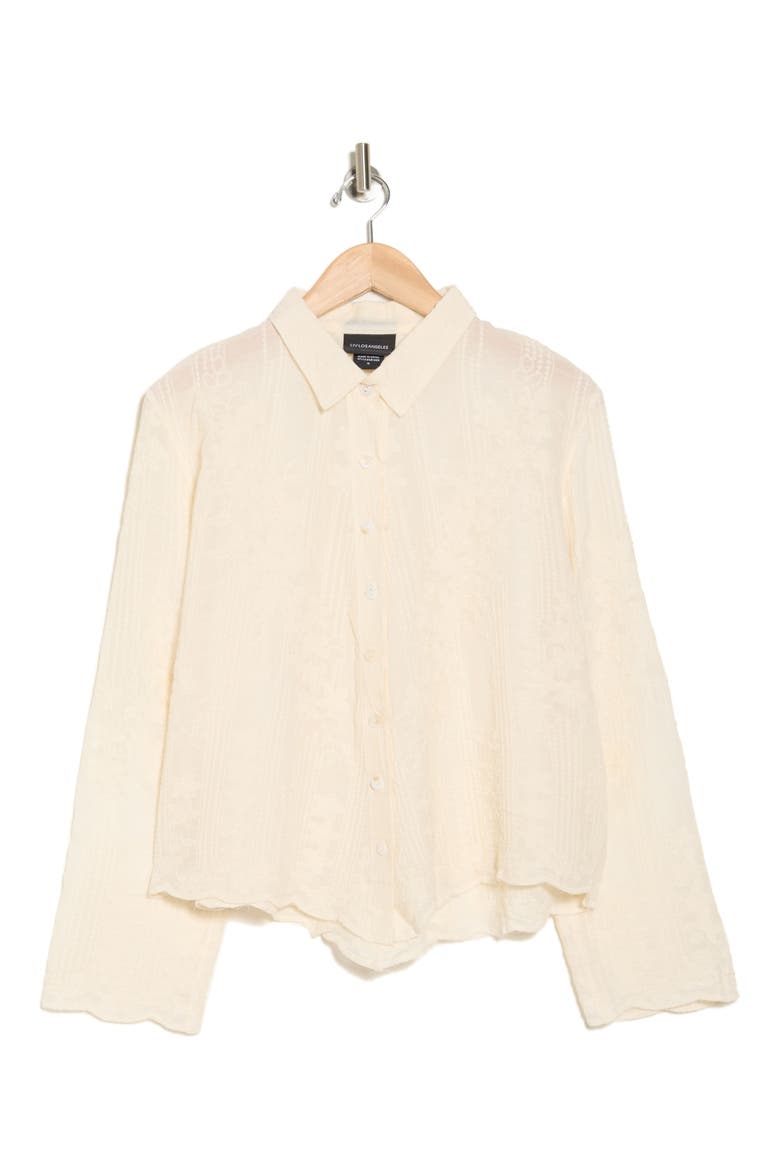 Floral Embroidered Cotton Button-Up Shirt, Alternate, color, NATURAL