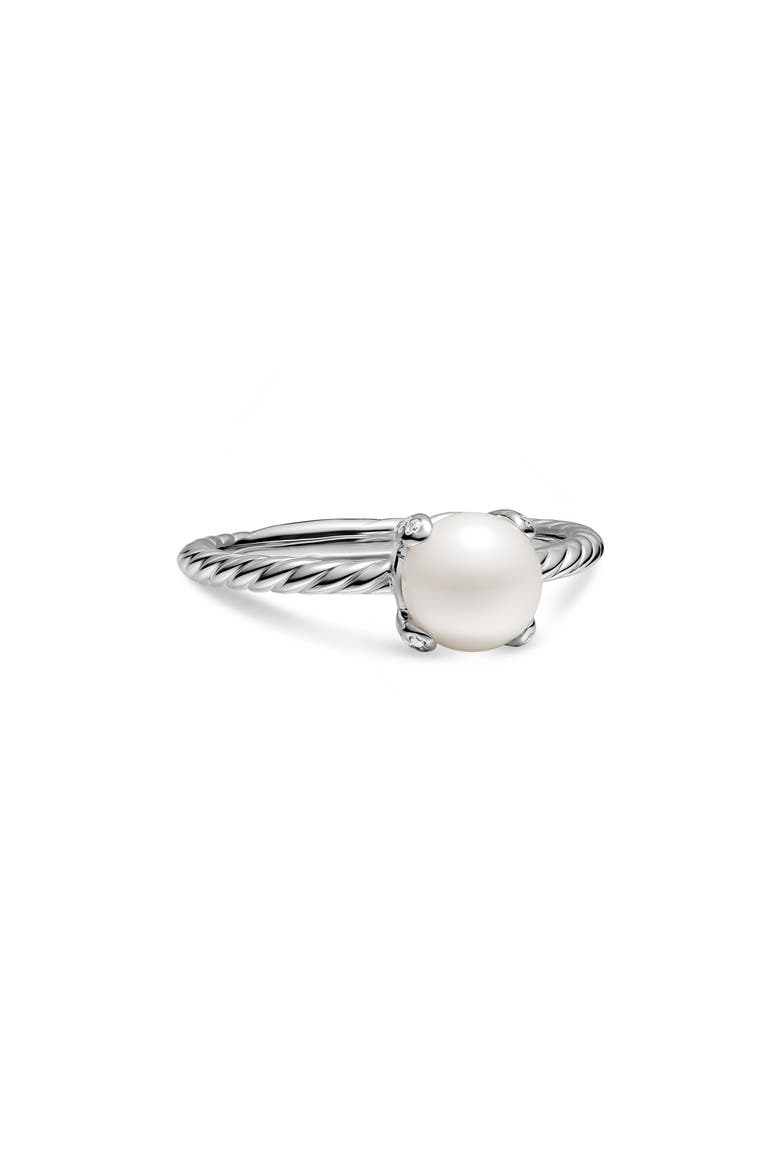 Pearl Classics Ring in Sterling Silver with Diamonds, 2mm, Alternate, color, SILVER PAVE