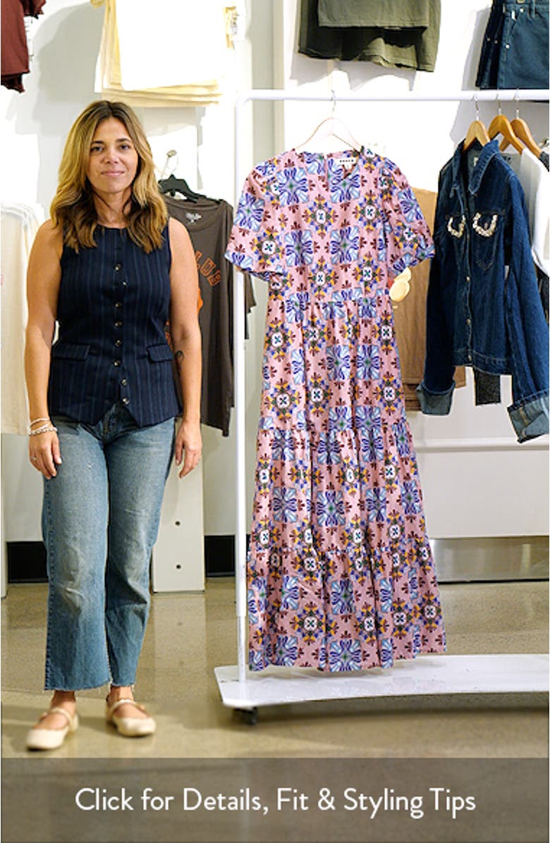 Mixed Print Tiered Cotton Maxi Dress, sales video thumbnail