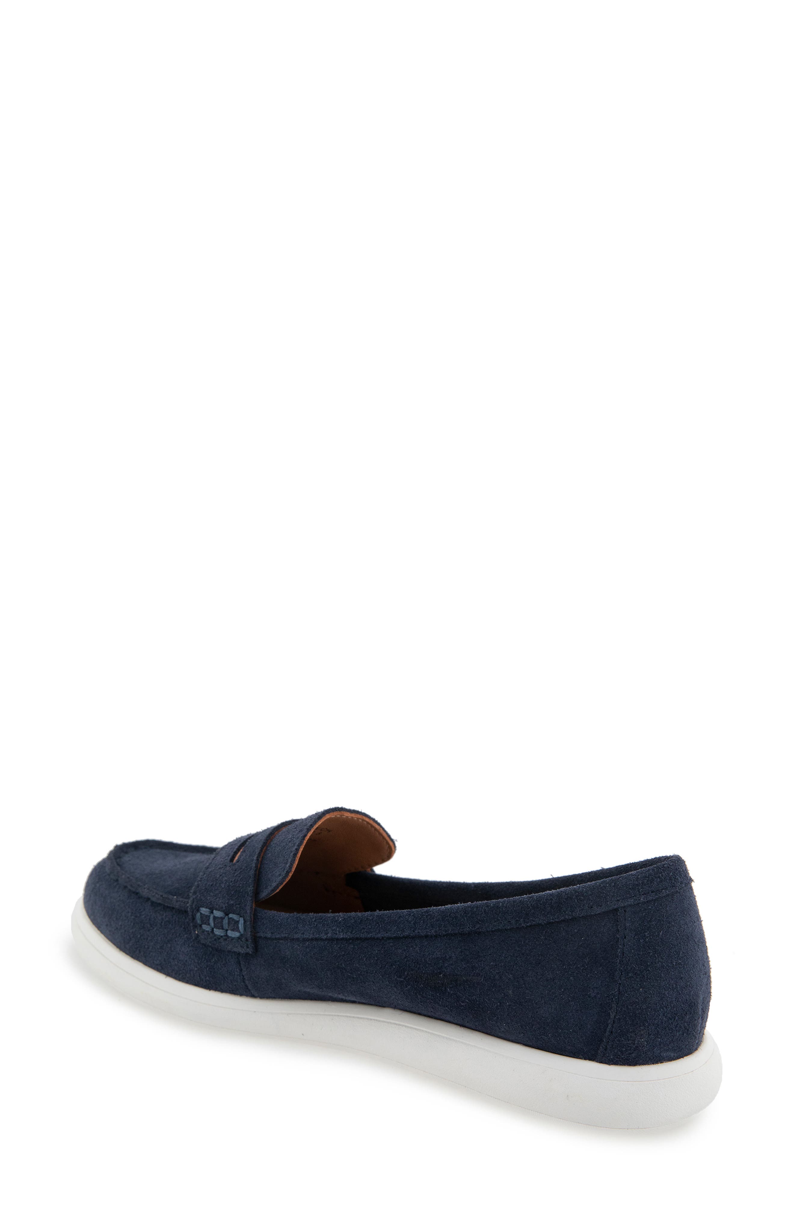 Bailey Metallic Penny Loafer, Alternate, color, NAVY SUEDE
