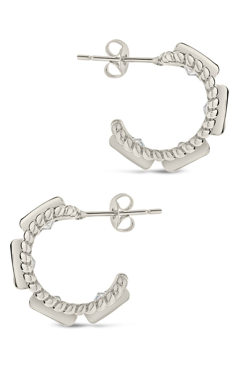 Sterling Forever Cassia Cubic Zirconia Huggie Hoop Earrings, Alternate, color, Silver