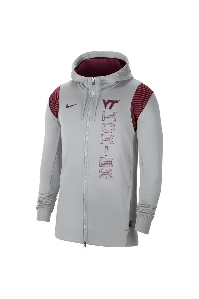 Men's Nike Gray Virginia Tech Hokies 2021 Sideline Performance Full-Zip Hoodie, Alternate, color, Gray