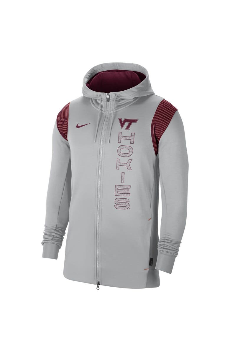 Nike Men's Nike Gray Virginia Tech Hokies 2021 Sideline Performance Full-Zip Hoodie, Alternate, color, 
