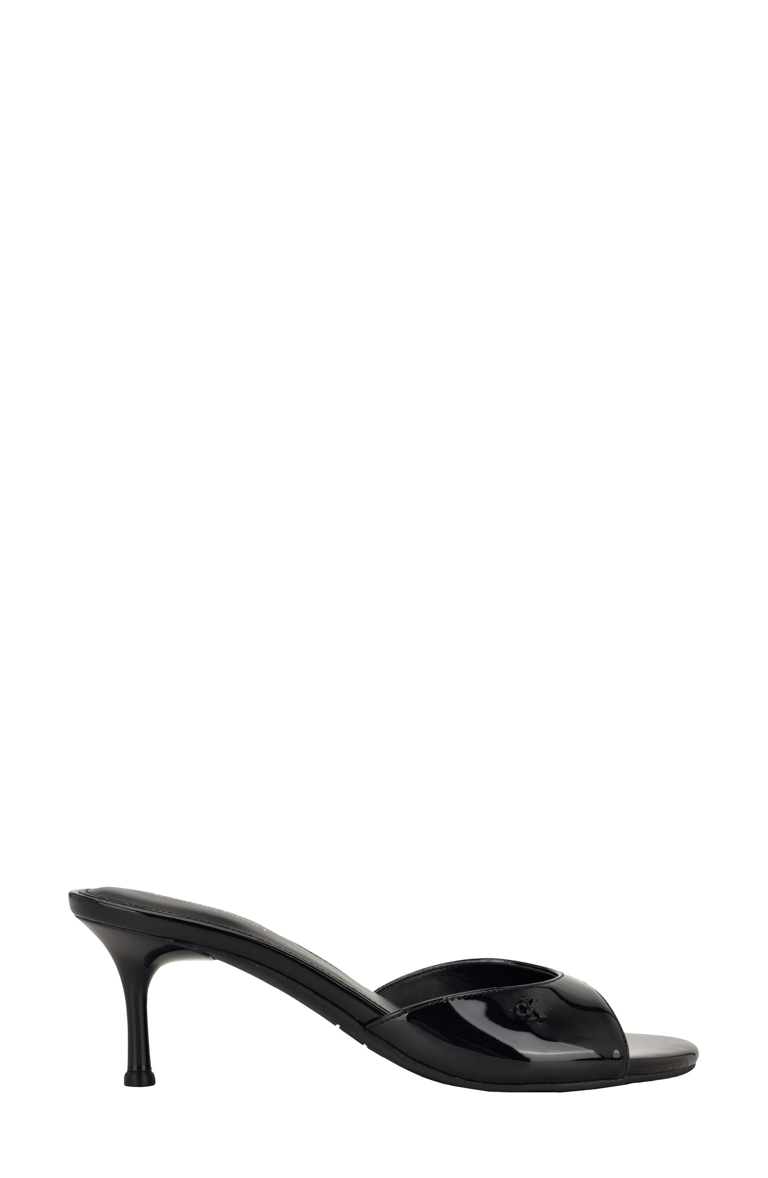 Calvin Klein Vixie Slide Sandal, Alternate, color, Black Patent