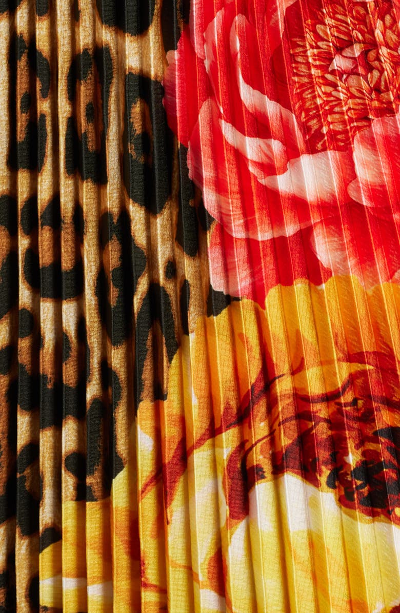 Elie Tahari The Madeline Sahara Desert Print Silk Blend Satin Button-Up Shirt, Alternate, color, 