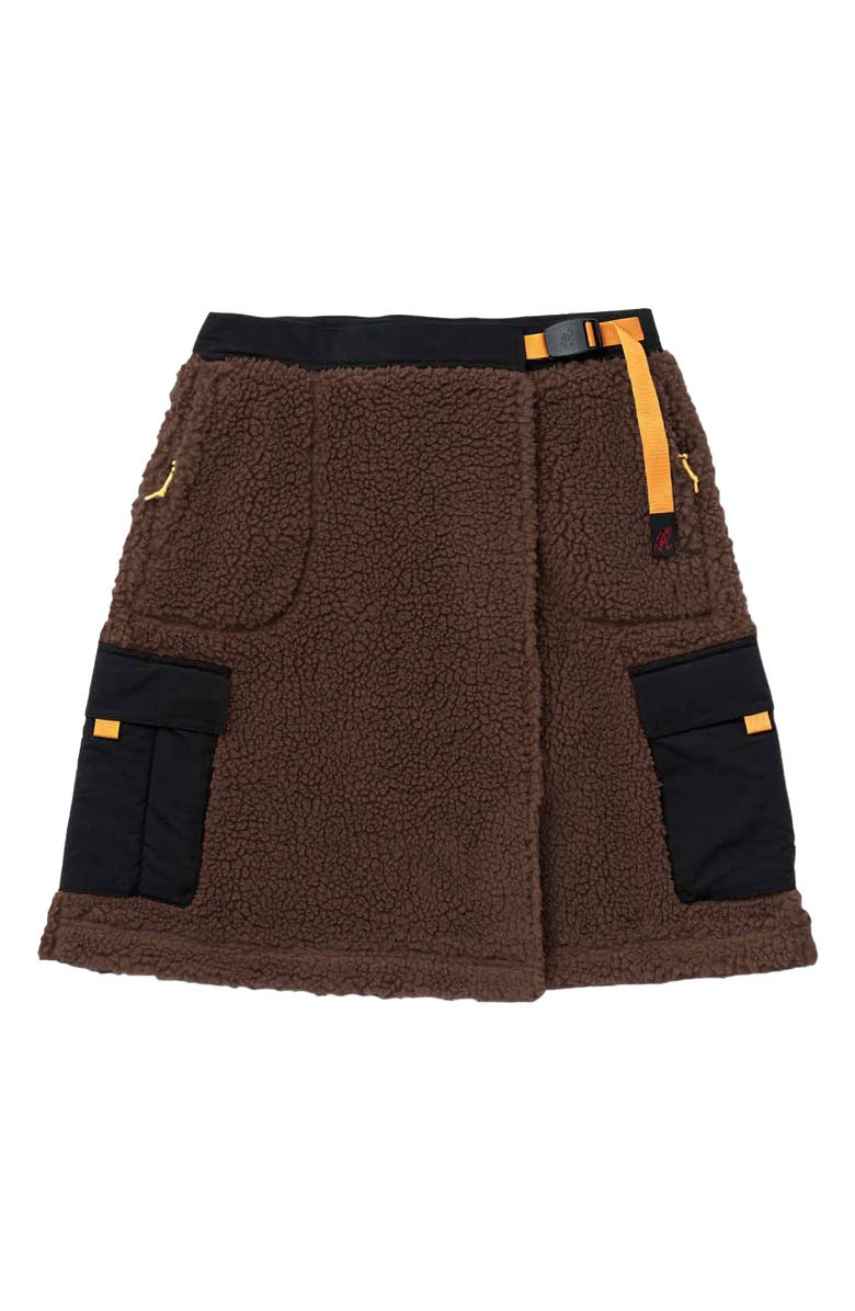 Gramicci Benette Faux Shearling Skirt, Alternate, color, Black X Brown
