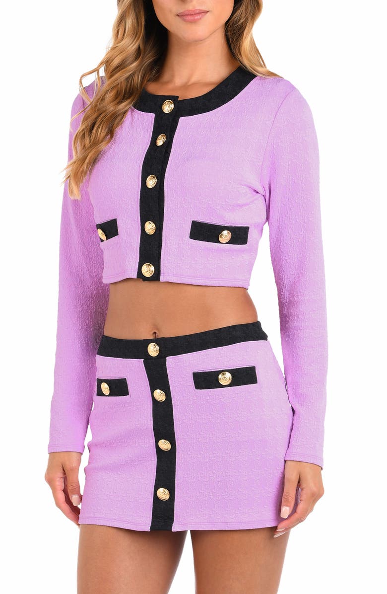 L'AGENCE Adaline Colorblock Crop Rashguard, Main, color, Light Violet