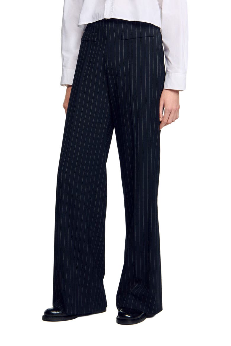 Chalk-striped trousers, Main, color, Black