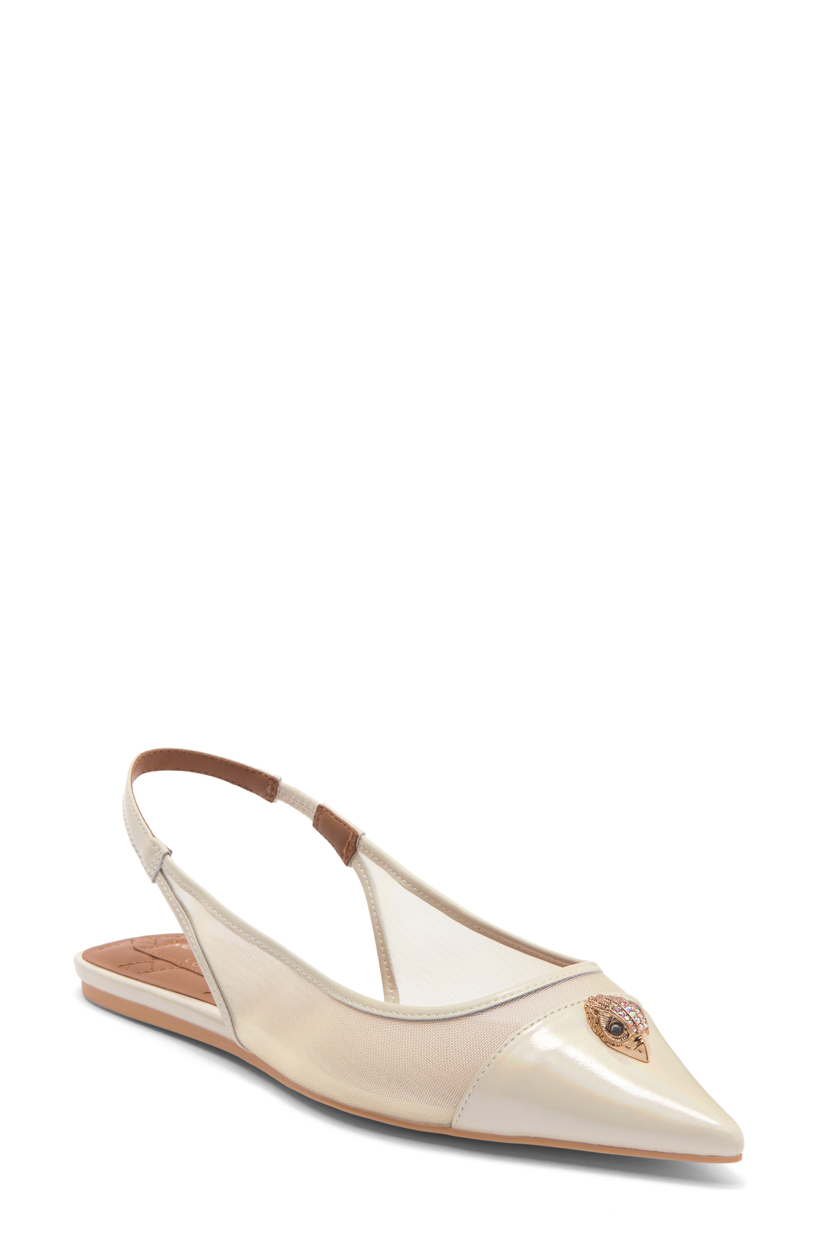 Kurt Geiger London Belgravia Eagle Slingback Flat, Main, color, Open White
