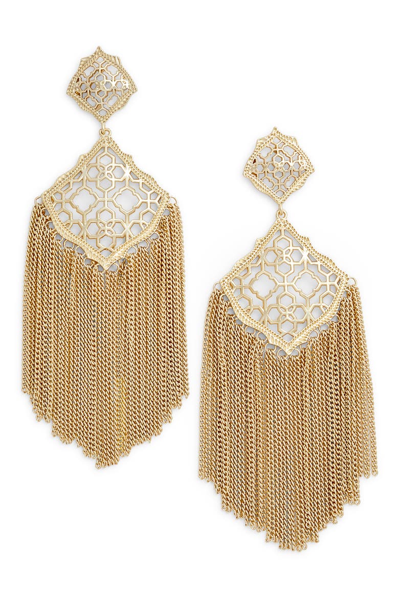 Kimora Fringe Drop Earrings, Main, color, GOLD FILIGREE