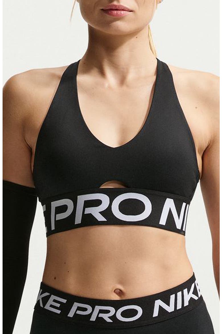 Dri-FIT Cutout Racerback Sports Bra, Main, color, BLACK/ WHITE/ WHITE