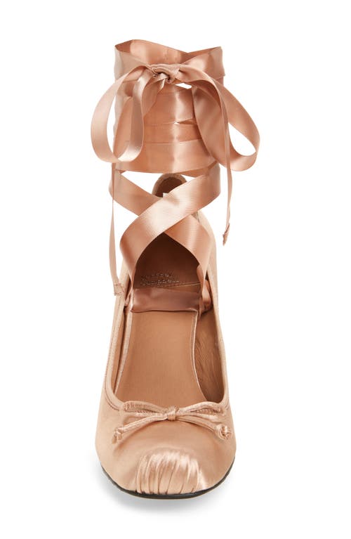 Jeffrey Campbell Nympha Ankle Wrap Pump In Natural Satin
