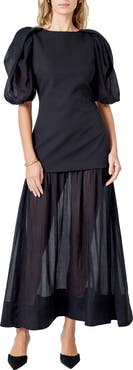 Endless Rose Drop Waist Puff Sleeve Maxi Dress
