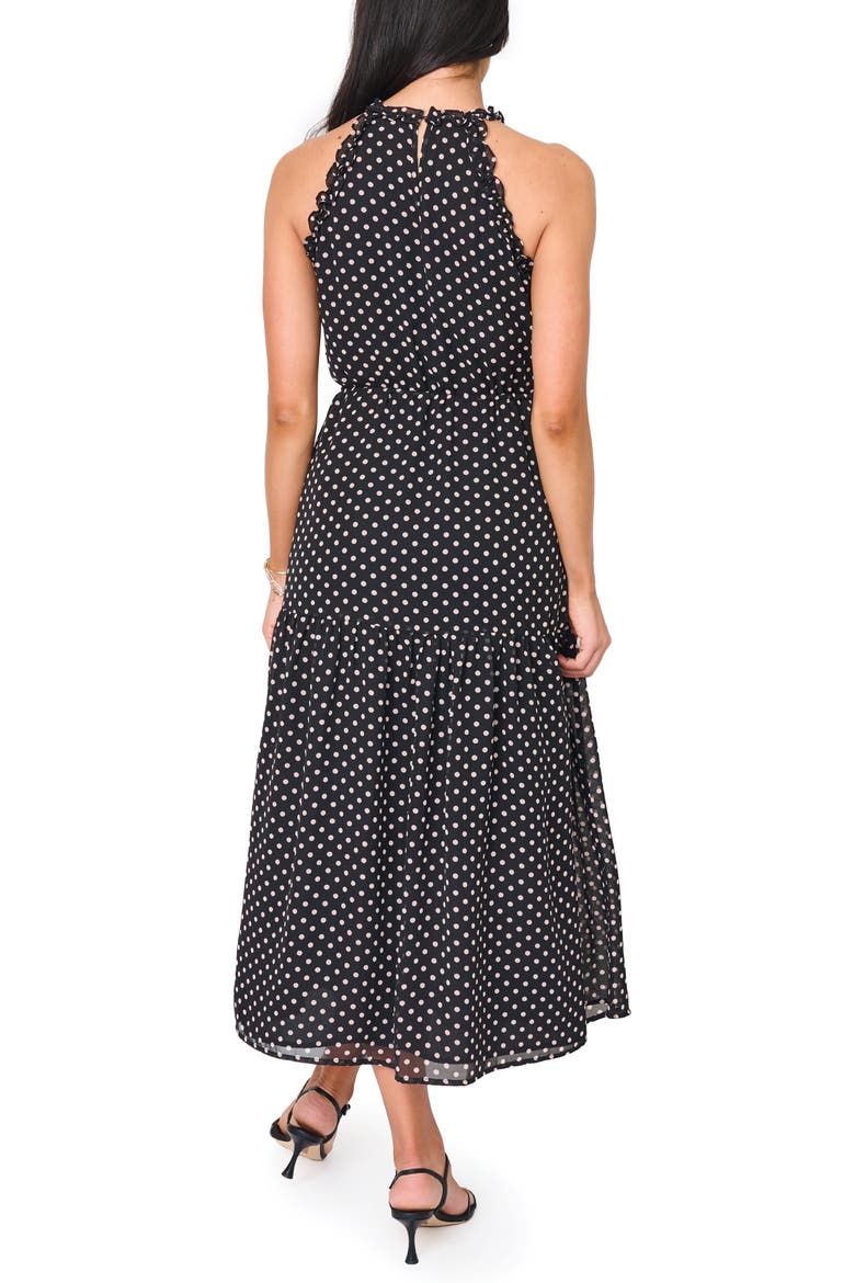 Khloe Polka Dot Ruffle Chiffon Dress, Alternate, color, BLACK PEARL BLUSH DOT