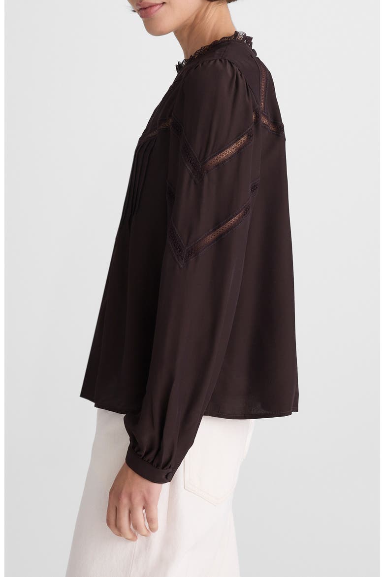 Lace Insert Mock Neck Long Sleeve Top, Alternate, color, MOLASSES