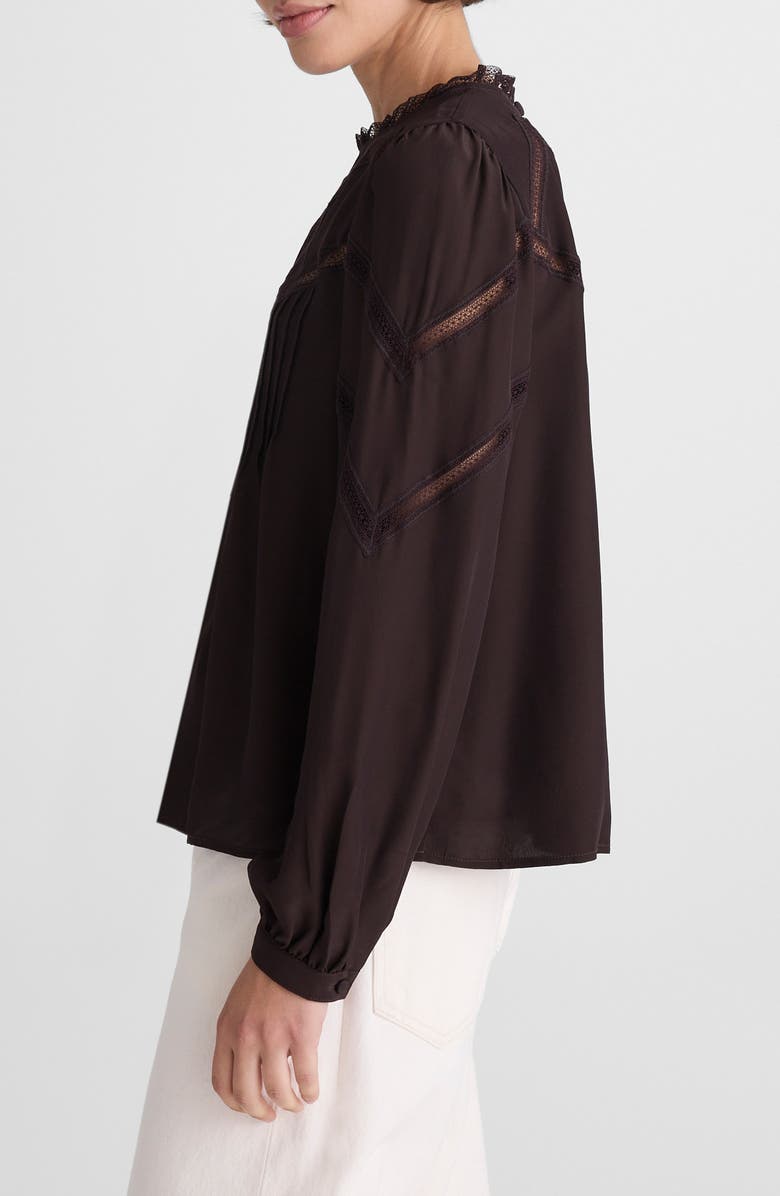 Madewell Lace Insert Mock Neck Long Sleeve Top, Alternate, color, Molasses